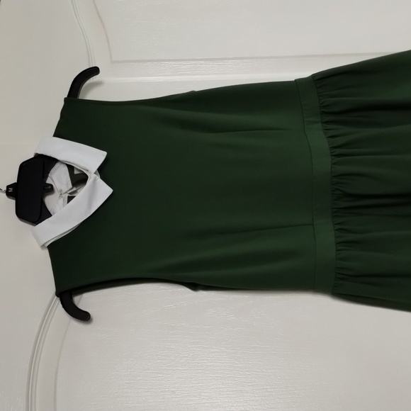 Lili Wang for Lilies Closet Anthro dark green sleeveless dress size 10 pin tuck - Picture 2 of 11